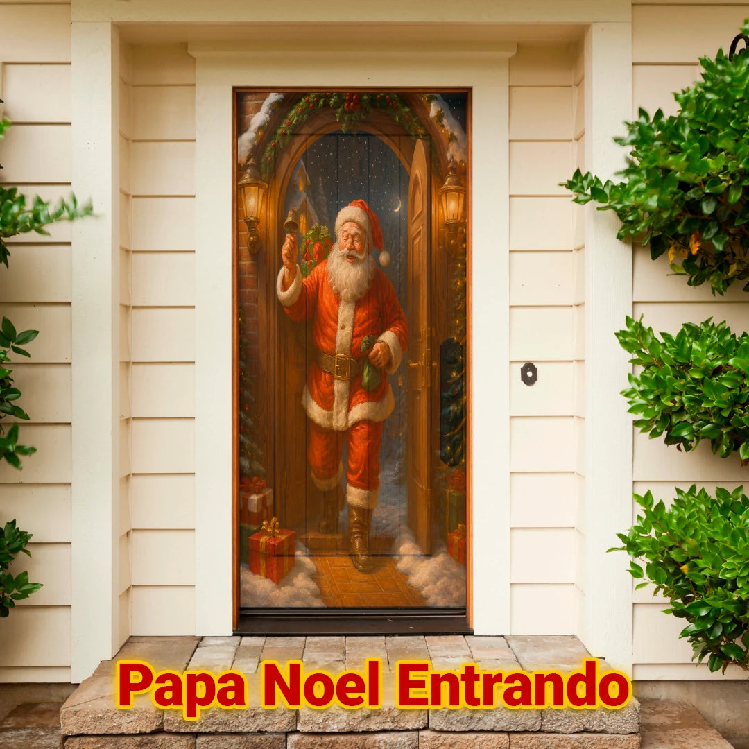 Cubrepuertas Navideña JingleDoor 90x210cm – Tela Reutilizable y Resistente a la Lluvia