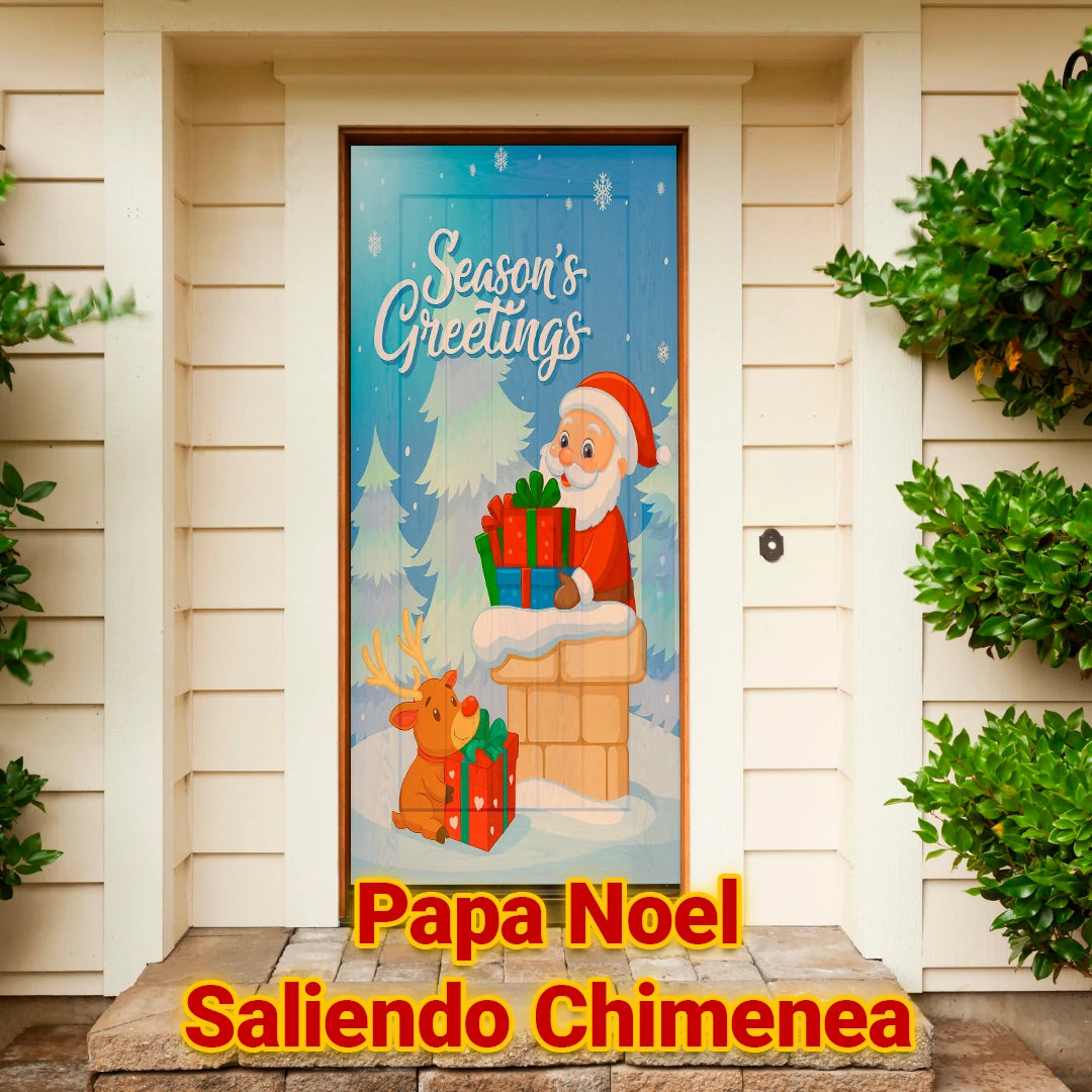 Cubrepuertas Navideña JingleDoor 90x210cm – Tela Reutilizable y Resistente a la Lluvia