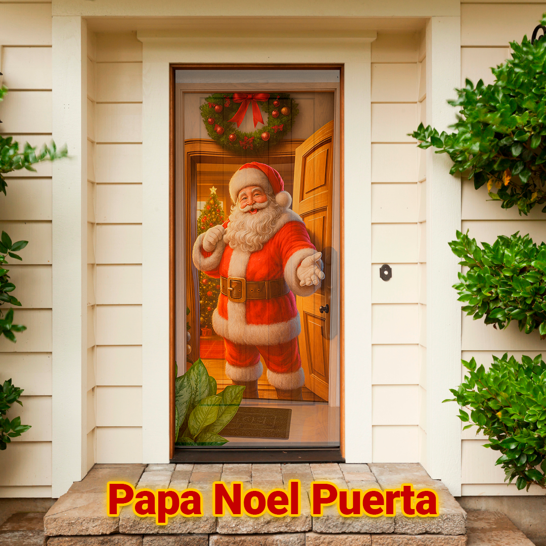 Cubrepuertas Navideña JingleDoor 90x210cm – Tela Reutilizable y Resistente a la Lluvia
