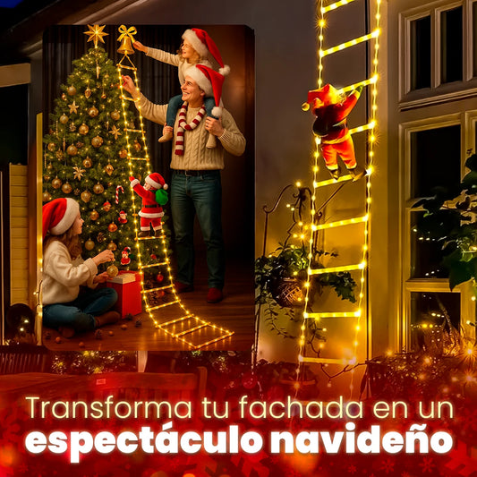 Decoración Navideña con Escalera LED de 2m y Papá Noel Trepando – MerryStep