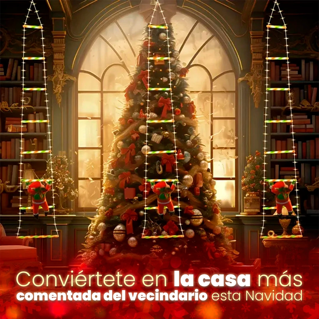 Escalera Navideña Iluminada de 2m con Papá Noel Escalando – MerryStep