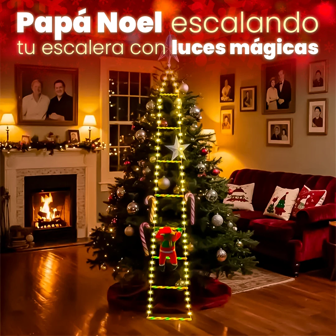 Escalera Navideña Iluminada de 2m con Papá Noel Escalando – MerryStep