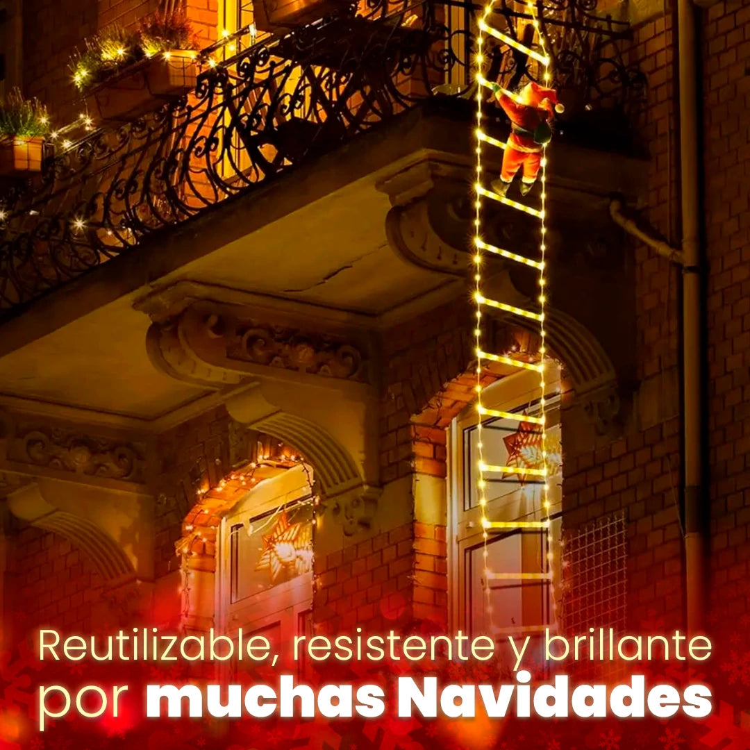 Escalera Navideña Iluminada de 2m con Papá Noel Escalando – MerryStep