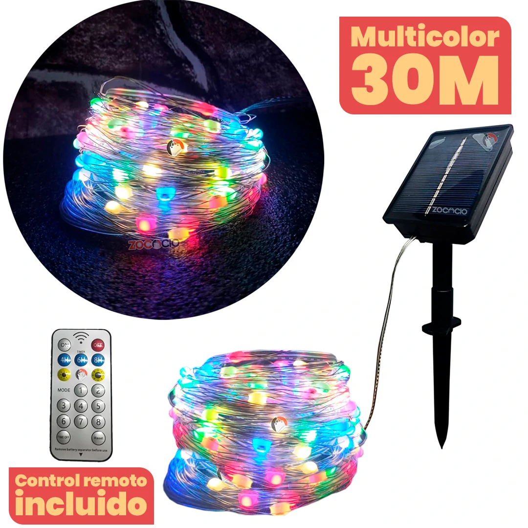 Guirnalda Solar Navideña SantaGlow – Flexible, Sin Cables, y con 8 Modos de Brillo
