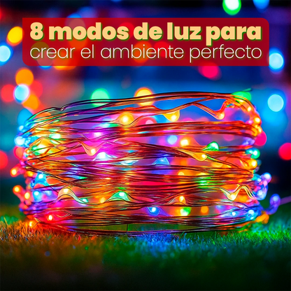 Guirnalda Solar Navideña SantaGlow – Flexible, Sin Cables, y con 8 Modos de Brillo