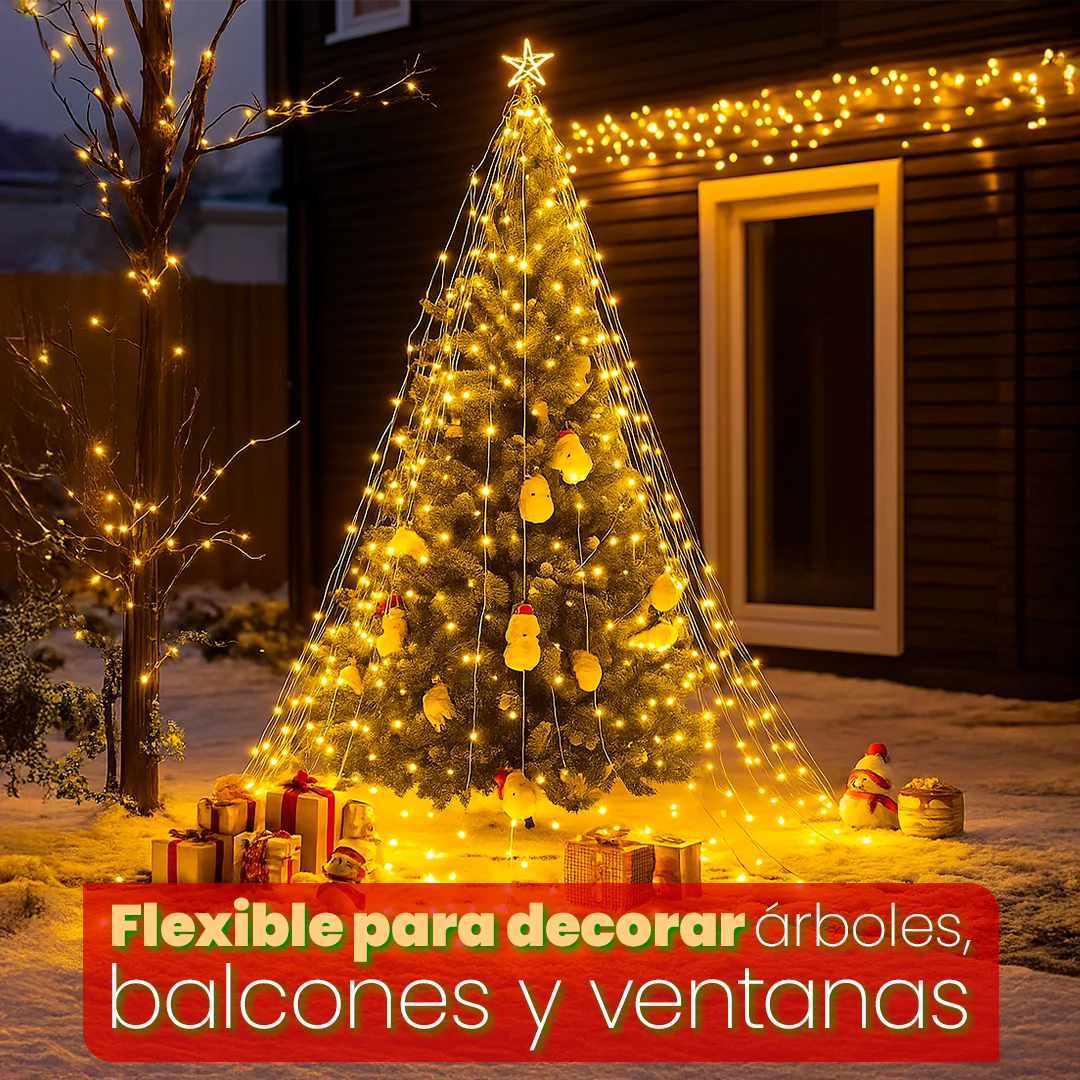 Guirnalda Solar Navideña SantaGlow – Flexible, Sin Cables, y con 8 Modos de Brillo